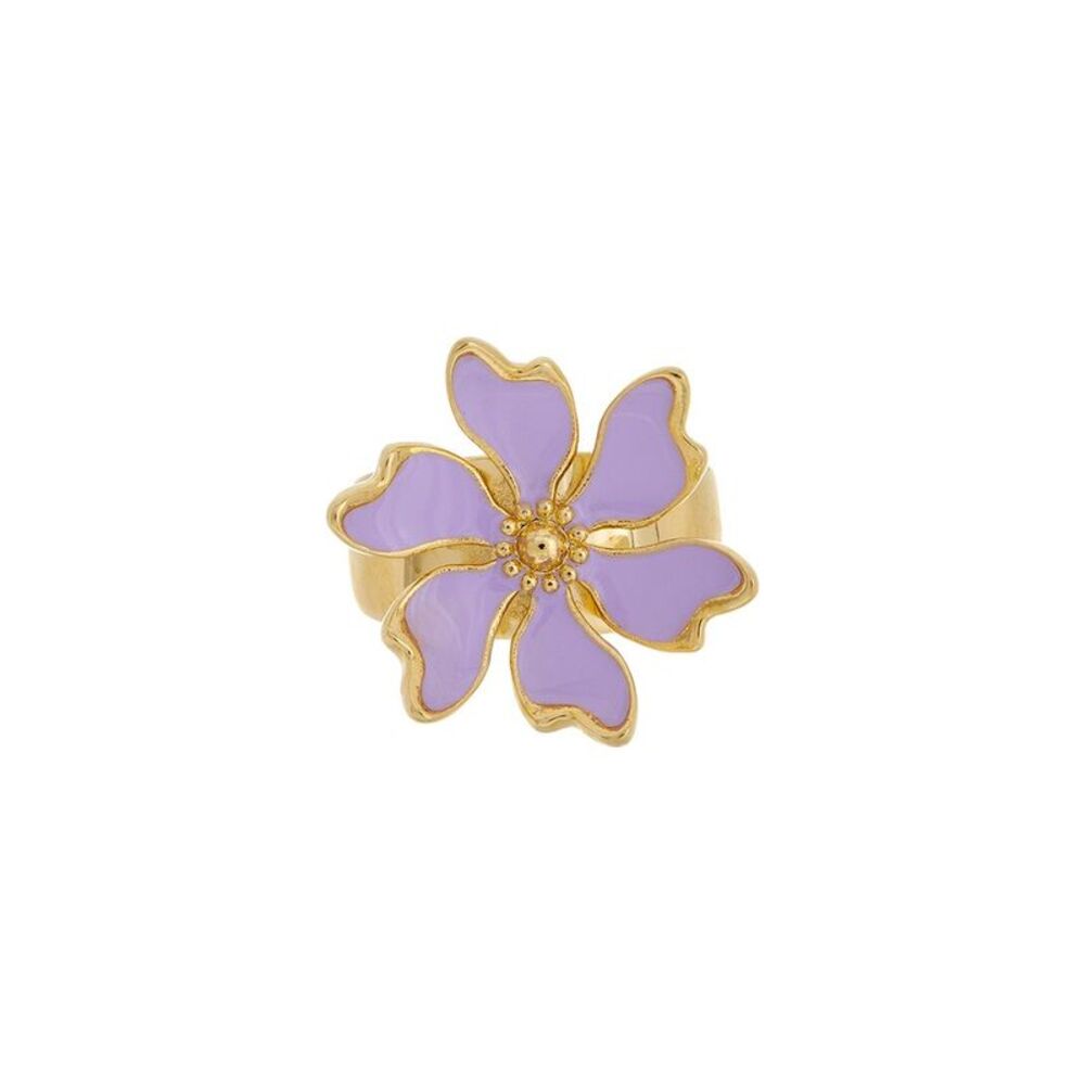 Oscar De La Renta Cherry Blossom Enameled Flower Ring